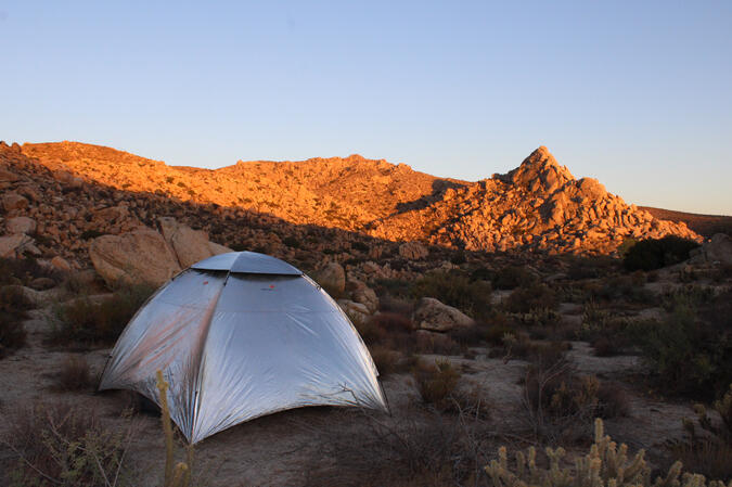 ReflekTent cover set up in the desert